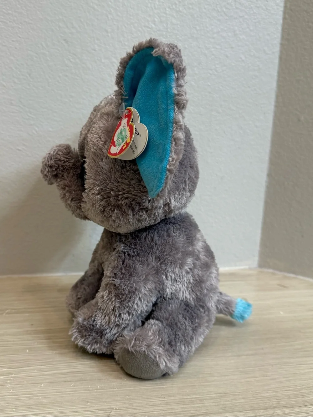 Ty Plush peanut the Grey Elephant Stuffed Animal with Blue Ears NWT